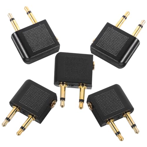 CHICAMPERA 5 Stück Kopfhörer-Flugzeugadapter Stecker Flugzeug-Kopfhörer-Adapter Adapter für Kopfhörer Austausch des Flugzeug-Kopfhöreradapters Flugzeugkopfhöreradapter Zinklegierung Schwarz von CHICAMPERA