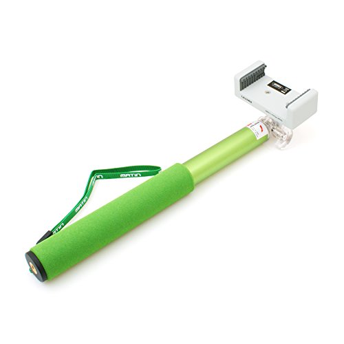Matin Selfie Pod P5 Selfiestab Monopod ca. 25cm - 100cm Selfiestick Halter für Kameras Smartphones von 5,5cm - 9cm (1/4 Schraube) mit Non-Slip Griff in Grün von CHICHL