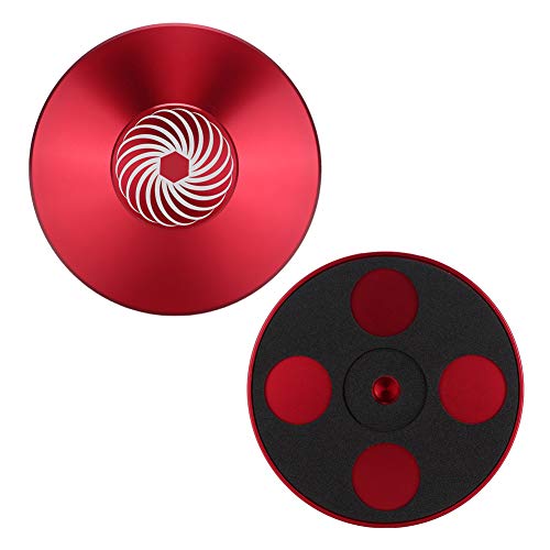 Aluminium -Rekordstabilisator -Klemme Gewichtsklemme Reduzierende Vibration und Verbesserung der Klangqualität, Mikrofaser, Ideal für Plattenspieler Enthusiasten (Rot) von CHICIRIS