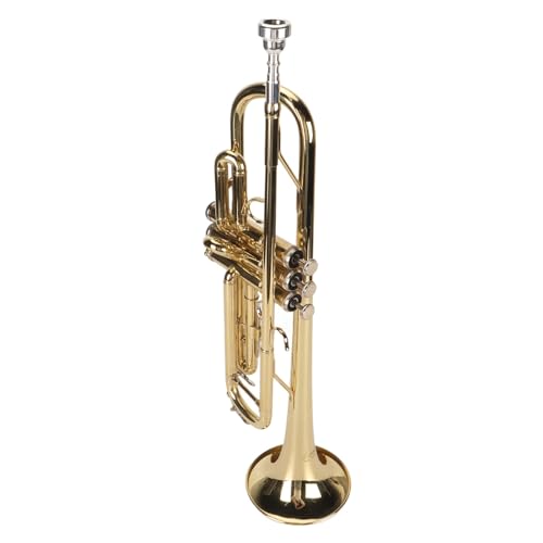 B-Trompeten-Set mit Mundstück, Vernickeltes Basstrompeten-Blasinstrument für Anfänger (GOLD) von CHICIRIS