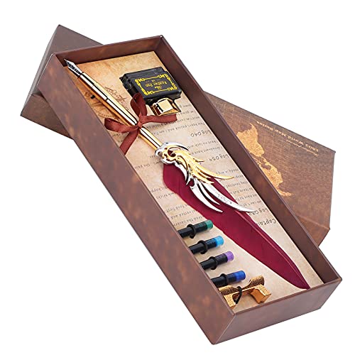 CHICIRIS Federstift, Federstift, Tinten-Set, Kalligraphie, Metall, Retro-Schreibfeder-Stift-Set zum Schreiben von Geschenkkarten zum Schreiben von Briefen (Rotwein, Polartiere) von CHICIRIS