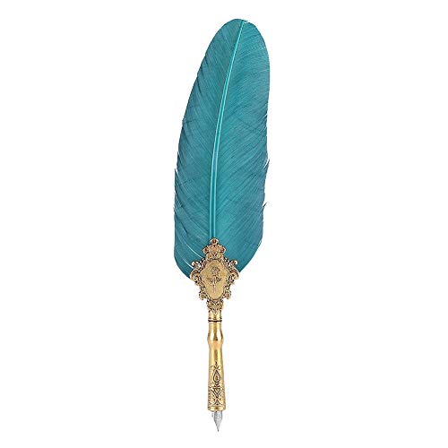 CHICIRIS Feine Feder Schreiben Quills Set Retro Quill Vintage Stift mit Tintenflasche Bequemer Griff für Lehrer und Familiendip Federstift (dunkelgrün) von CHICIRIS