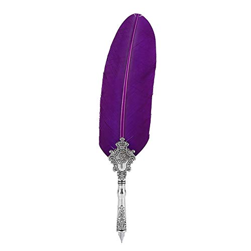 CHICIRIS Feine Feder Schreiben Quills Set Retro Quill Vintage Stift mit Tintenflasche Bequemer Griff für Lehrer und Familiendip Federstift (violett) von CHICIRIS