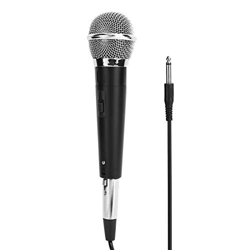 CHICIRIS HiFi Sound Kabel-Mikrofon für Musikleistung, Dynamisches Bewegungsmikrofon, Unidirektionales Cardioid, Metallnetzkopf, 2-in-1-Kabel, Silber (Black) von CHICIRIS