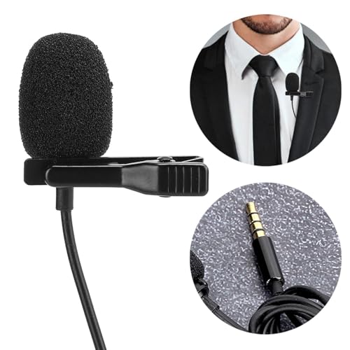 CHICIRIS Omnidirektionales Kleines Mikrofon mit Tieclip -Design für Mobiltelefonaufzeichnungen, Leichtes -Mikrofon mit Rauschreduktionschwamm für Klare Stimme, Ideale Videoaufzeichnung [Black] von CHICIRIS