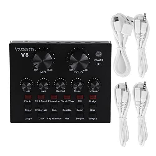 Live-Soundkarte, V8 Live-Übertragung Soundkarten-Mixer-Platine mit USB-Anschluss Multifunktions-Computer Karaoke DJ Studio Tragbare Live-Streaming-Soundkarte Live-Soundkarte, V8 Live-Übertragung Soundkarten-Mixer-Platine mit USB-Anschluss Multifunktions-Computer Karaoke DJ Studio Tragbare Live-Streaming-Soundkarte von CHICIRIS