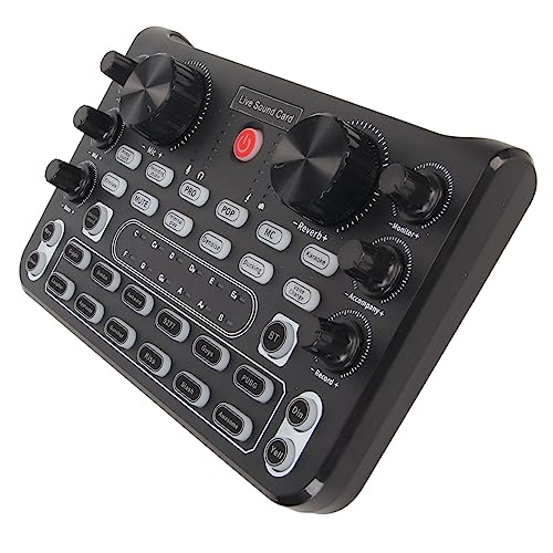 Soundmixer -Board mit Multi -Soundeffekten für Karaoke Sendung, Rauschreduktion Live Soundkarte für Mobiltelefon, ABS Black Material von CHICIRIS