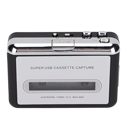 Tape to MP3 -Konverter Tragbarer USB -Kassette Player mit Kopfhörer, Standard Stereo Klebeband Player, Ideal Zum Konvertieren von Bändern in MP3, Geeignet für Tape Music Fans, ABS Silver und Schwarz von CHICIRIS