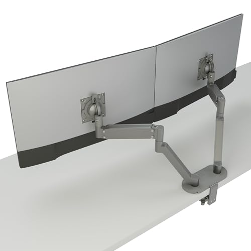 CHIEF Koncīs™ Dual-Monitorarmhalterung für Bildschirme bis zu 32 Zoll. Ergonomische, höhenverstellbare Tischklemme. Silber von CHIEF