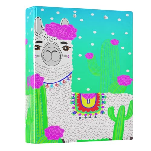 3,8 cm große Ordner mit 3 Ringen, bezaubernder Lama, Kaktus, Blumen, Grün, Drei-Ringbuch, dekorativ mit 3 Innentaschen, D-Ringbuch für Arbeit, Schule, Büro, 1 Stück 3,8 cm große Ordner mit 3 Ringen, bezaubernder Lama, Kaktus, Blumen, Grün, Drei-Ringbuch, dekorativ mit 3 Innentaschen, D-Ringbuch für Arbeit, Schule, Büro, 1 Stück von CHIFIGNO