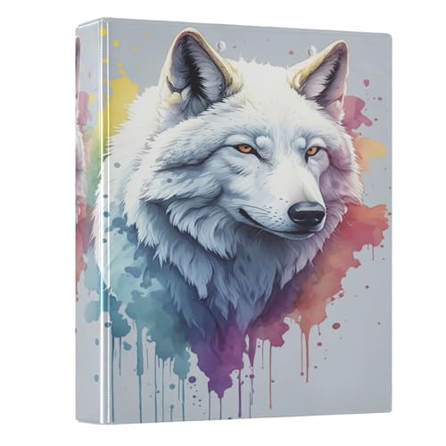 Aquarell-Weißer Wolf, Grau, 3,8 cm, 3-Ringbuch, D-Ringbuch, hält 200 Blatt, Drei-Ringbuch, dekorativ für Schule, Büro, Zuhause, 1 Stück Aquarell-Weißer Wolf, Grau, 3,8 cm, 3-Ringbuch, D-Ringbuch, hält 200 Blatt, Drei-Ringbuch, dekorativ für Schule, Büro, Zuhause, 1 Stück von CHIFIGNO