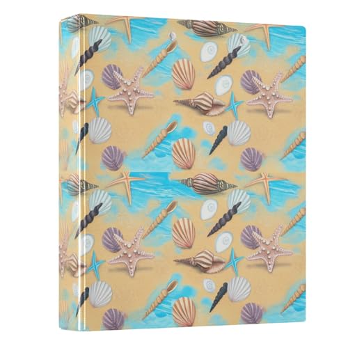 Bunter Muschel-Ordner, 3,8 cm, 3 Ringe, einfaches Notizbuch mit rutschfestem Clip, dekoratives Drei-Ringbuch für Schulbedarf, 1 Packung Bunter Muschel-Ordner, 3,8 cm, 3 Ringe, einfaches Notizbuch mit rutschfestem Clip, dekoratives Drei-Ringbuch für Schulbedarf, 1 Packung von CHIFIGNO