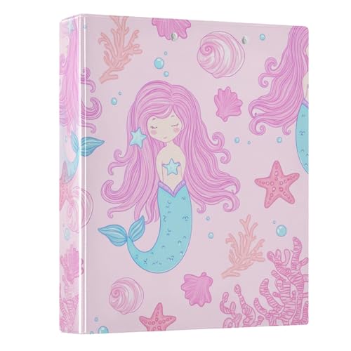 Dekorativer niedlicher Ordner, 3,8 cm, 3 Ringe mit 3 Innentaschen, einfaches Notizbuch für Schule, Bürobedarf, niedliche Meerjungfrauen, Rosa, 1 Stück Dekorativer niedlicher Ordner, 3,8 cm, 3 Ringe mit 3 Innentaschen, einfaches Notizbuch für Schule, Bürobedarf, niedliche Meerjungfrauen, Rosa, 1 Stück von CHIFIGNO