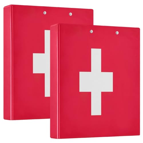 Dekoratives Drei-Ringbuch, 3,8 cm, 3 Ringe, hält 200 Blatt, Notizbuch, Ordner für Schule, Büro, Zuhause, Schweiz, Flagge, 2 Stück Dekoratives Drei-Ringbuch, 3,8 cm, 3 Ringe, hält 200 Blatt, Notizbuch, Ordner für Schule, Büro, Zuhause, Schweiz, Flagge, 2 Stück von CHIFIGNO