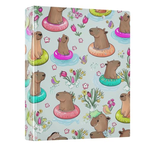 Drei-Ringbuch, dekorative 3,8 cm Ordner, 3 Ringe für 200 Blatt, Basisbuch, Notizbuch für Schulbedarf, niedliche Capybara-Blumen, Hellblau, 1 Packung Drei-Ringbuch, dekorative 3,8 cm Ordner, 3 Ringe für 200 Blatt, Basisbuch, Notizbuch für Schulbedarf, niedliche Capybara-Blumen, Hellblau, 1 Packung von CHIFIGNO