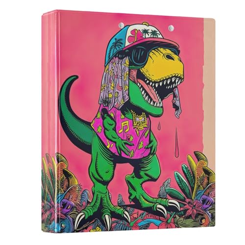 Lustige Dinosaurier-Hip-Hop-Hüte, 3,5 cm Ordner, 3 Ringe mit 3 Innentaschen, dekorativer Drei-Ringbuch, Basisordner für Arbeit, Schule, Büro, 1 Stück Lustige Dinosaurier-Hip-Hop-Hüte, 3,5 cm Ordner, 3 Ringe mit 3 Innentaschen, dekorativer Drei-Ringbuch, Basisordner für Arbeit, Schule, Büro, 1 Stück von CHIFIGNO