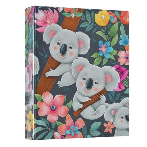 Niedliche Koalas bunte Blumen, 3,8 cm, 3-Ringordner, langlebige Basisordner mit 3 Innentaschen, niedlicher Ordner mit drei Ringen, für Schule, Büro, 1 Packung Niedliche Koalas bunte Blumen, 3,8 cm, 3-Ringordner, langlebige Basisordner mit 3 Innentaschen, niedlicher Ordner mit drei Ringen, für Schule, Büro, 1 Packung von CHIFIGNO