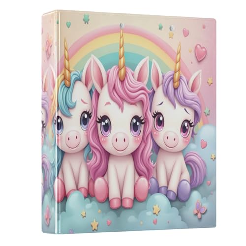 Niedliches Einhorn-Regenbogen, 3,8 cm, 3 Ringe, vielseitige Ordner mit Anti-Rutsch-Clip, dekorativer niedlicher Ordner für Schulbedarf, 1 Packung Niedliches Einhorn-Regenbogen, 3,8 cm, 3 Ringe, vielseitige Ordner mit Anti-Rutsch-Clip, dekorativer niedlicher Ordner für Schulbedarf, 1 Packung von CHIFIGNO