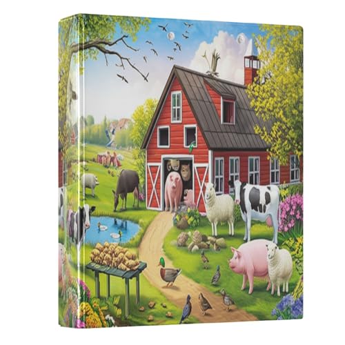 Ordner mit Bauernhofszene, Tiere, Kühe, 3,8 cm, 3 Ringe, niedlicher Ordner, drei Ringe mit 3 Innentaschen, vielseitige Ordner für Schule, Büro, Zuhause, 1 Stück Ordner mit Bauernhofszene, Tiere, Kühe, 3,8 cm, 3 Ringe, niedlicher Ordner, drei Ringe mit 3 Innentaschen, vielseitige Ordner für Schule, Büro, Zuhause, 1 Stück von CHIFIGNO