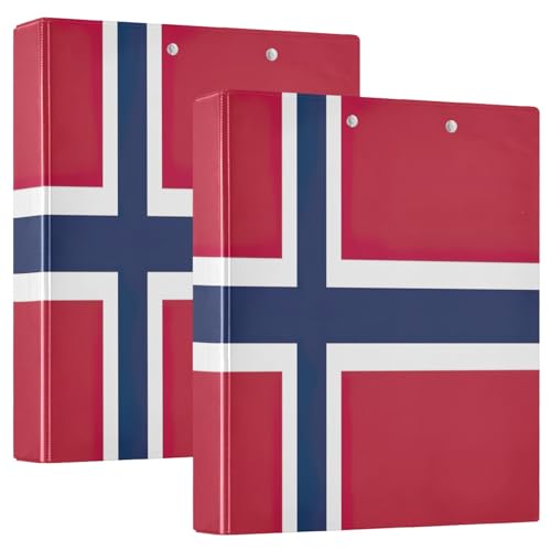 Ordner mit Norwegen-Flagge, 3,8 cm, 3 Ringe, Notizbuch, hält 200 Blatt, dekorativ, niedlich, Drei-Ringbuch für Arbeit, Schule, Büro, 2 Stück Ordner mit Norwegen-Flagge, 3,8 cm, 3 Ringe, Notizbuch, hält 200 Blatt, dekorativ, niedlich, Drei-Ringbuch für Arbeit, Schule, Büro, 2 Stück von CHIFIGNO