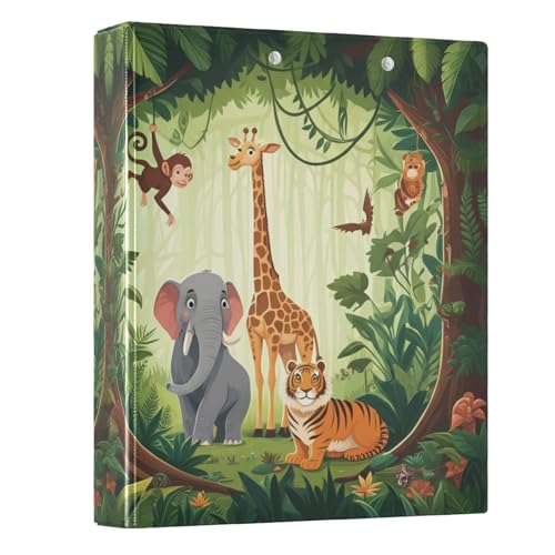 Ordner mit niedlichem Tieraffe, Giraffe, Grün, 3,8 cm, 3 Ringe, dekorativer Drei-Ringordner mit 3 Innentaschen, einfacher Ordner, Organizer für Arbeit, Schule, Büro, 1 Stück Ordner mit niedlichem Tieraffe, Giraffe, Grün, 3,8 cm, 3 Ringe, dekorativer Drei-Ringordner mit 3 Innentaschen, einfacher Ordner, Organizer für Arbeit, Schule, Büro, 1 Stück von CHIFIGNO