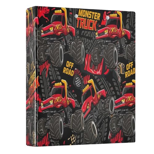Red Monster Trucks Cute Cartoon 3 Ring Binders 1.5 Inch with Anti-Rutsch-Clip, Round Ring Binder Versatile Binders for School Supplies, 1 Pack Red Monster Trucks Cute Cartoon 3 Ring Binders 1.5 Inch with Anti-Rutsch-Clip, Round Ring Binder Versatile Binders for School Supplies, 1 Pack von CHIFIGNO