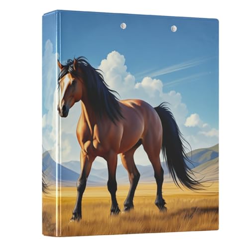 Ringbuch mit 3 Ringen, 3,8 cm, braunes Pferd, dekoratives süßes Drei-Ringbuch mit 3 Innentaschen, langlebige Basisordner für Schule, Bürobedarf, 1 Packung Ringbuch mit 3 Ringen, 3,8 cm, braunes Pferd, dekoratives süßes Drei-Ringbuch mit 3 Innentaschen, langlebige Basisordner für Schule, Bürobedarf, 1 Packung von CHIFIGNO