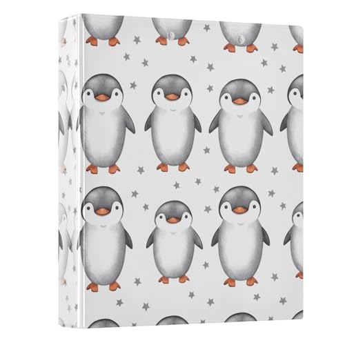 Ringbuch mit 3 Ringen, 3,8 cm, niedliche Pinguine, grau-weiß, dekoratives Drei-Ringbuch mit rutschfestem Clip, vielseitige Ordner für Schulbedarf, 1 Packung Ringbuch mit 3 Ringen, 3,8 cm, niedliche Pinguine, grau-weiß, dekoratives Drei-Ringbuch mit rutschfestem Clip, vielseitige Ordner für Schulbedarf, 1 Packung von CHIFIGNO