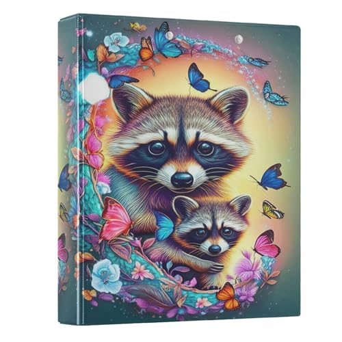 Süßer Waschbär, bunte Schmetterlinge, 3,8 cm, 3-Ringbuch, 3-Ringbuch, dekorativ, hält 200 Blatt, langlebige Basisordner für Schulbedarf, 1 Packung Süßer Waschbär, bunte Schmetterlinge, 3,8 cm, 3-Ringbuch, 3-Ringbuch, dekorativ, hält 200 Blatt, langlebige Basisordner für Schulbedarf, 1 Packung von CHIFIGNO