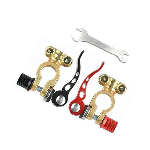 CHILDWEET 1Satz Batterie Anschlussklemmen aus Messing mit Wrench Auto Batterieadapter für Pkw Lkw Caravan und Rv Rostfrei Langlebig Einfach zu Installieren Teilig von CHILDWEET
