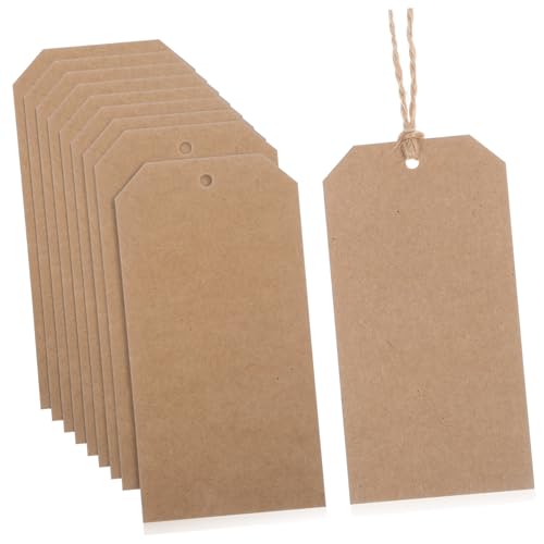 CHILDWEET Umzugsetiketten Etiketten 200 Stück Schnur Hängeetikett Aus Kraftpapier Vorhandene Tags Papieranhänger Mit Schnüren Tags Zur Beschriftung Wein-tag Inventar-tags Dekorationen Doppelseitig von CHILDWEET