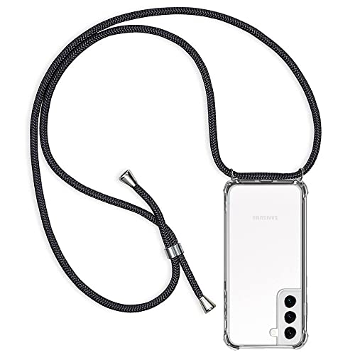 CHIMUCO Handykette Hülle kompatibel mit Samsung Galaxy S22, Handyhülle Handy Necklace Hülle mit Band Schutzhülle Kordel zum Umhängen Transparent Weich TPU Silikon Tasche, Schwarz von CHIMUCO