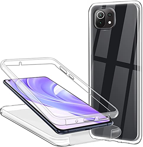 CHIMUCO Hülle für Xiaomi Mi 11 Lite 5G / 4G Handyhülle 360 Grad, Transparent Full Schutz Kratzfest Dünn Durchsichtige Case Silikon Schutzhülle, Hart PC Zurück + Weich TPU Vorderseite von CHIMUCO