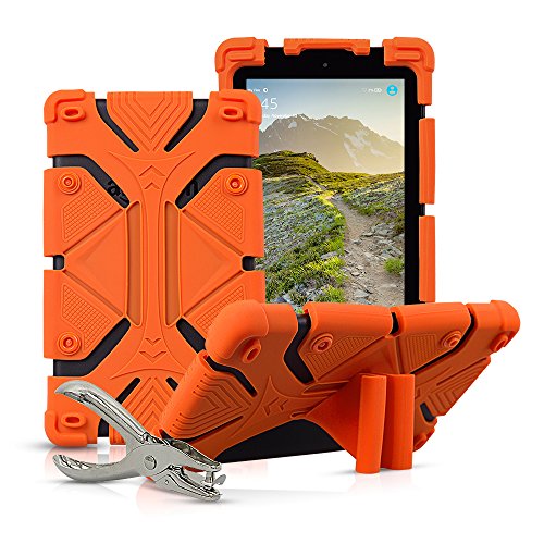 Universal 7 Zoll Tablet Hülle Stoßfest Silikon Stand Cover für alle Versionen RCA Voyager (2016, 2017) Samsung Galaxy Tab 3/4/A/E Lite Google Nexus MatrixPad Z1 und mehr mit DIY Stanzer von CHIN FAI