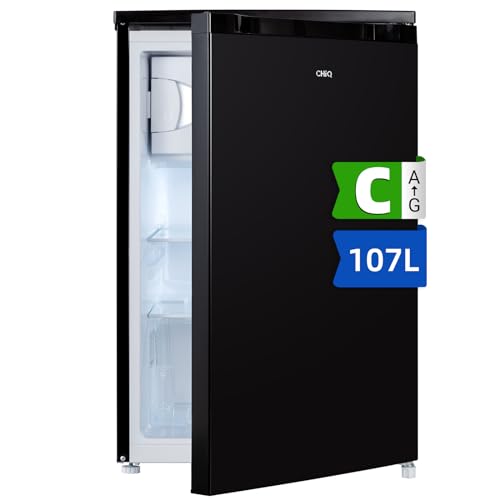 CHIQ 107 Liter Kühlschrank, Höhe 831 mm, Tiefe 447 mm, Platzbedarf nur 0,22 ㎡, Mikro-Gefrierfach, Vario Box, 7 Temperaturregelstufen, geräuscharm, Schwarz,12 Jahre Garantie auf den Kompressor von CHIQ