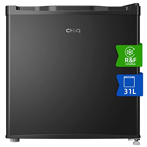 CHIQ 31L Mini Gefrierschrank,4-Sterne-Gefrierfunktion, geräuschlos, umkehrbare Tür,49,6 x 47,4 x 44,7 cm (HxBxT),mini Tiefkühltruhe bis zu -24°C,12 Jahre Garantie auf den Kompressor,schwarz von CHIQ