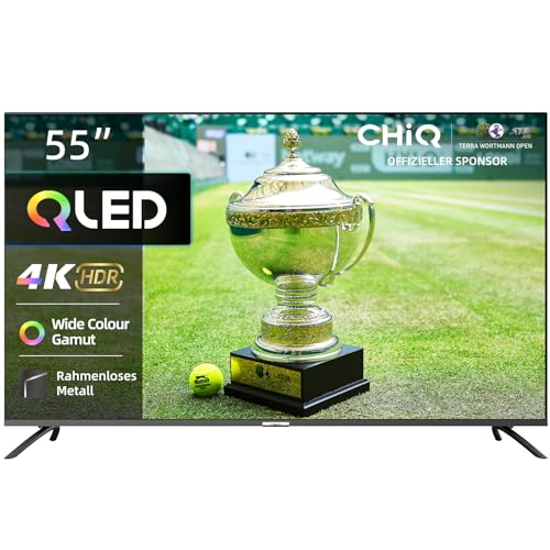 CHIQ 55 Zoll 4K QLED Smart TV, UHD Wide Color Gamut mit HDR, Sprachfernbedienung, integrierter Chromecast, Dolby Audio, DBX-tv, Bluetooth 5.0, Dual-Band-WLAN, U55QM8E Modell 2023 von CHIQ