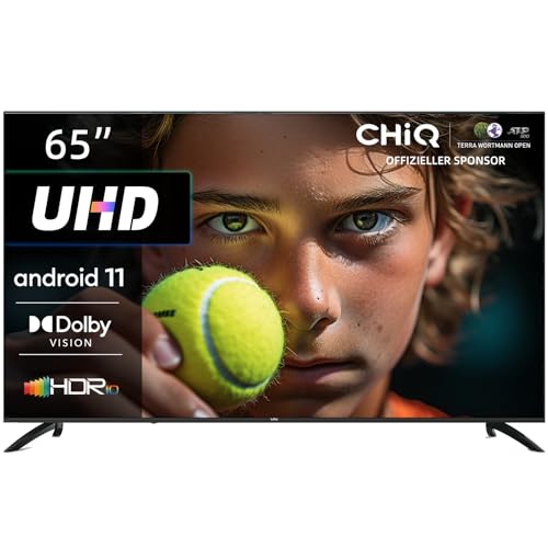 CHIQ 65 Zoll Fernseher,U65H7A,4K Smart TV,Android 11,WiFi,Bluetooth,Dolby Vision,Play Store, Google Assistant,Chromecast,Netflix,Triple Tuner(DVB-T2/T/S2/C), HDMI2.0, Schwarz von CHIQ