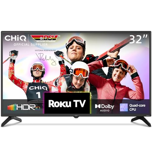 CHIQ L32G5N 32 Zoll Roku TV, Smart TV, HDR10, Works with Alexa, DVB-T2/T/C/S/S2, Unterstützt Apple Air-Play, Google Assistant, Apple TV+, Prime Video, USB/HDMI/CI+ von CHIQ