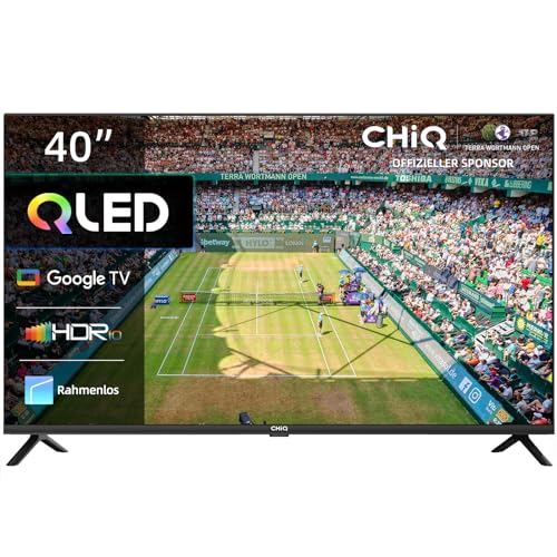 CHIQ L40QG7V 40 Zoll QLED TV, HDR10, Rahmenloses Design, Google TV, Google Assistant, Chromecast Built-in HDR10 und HLG, Quad-Core A55 CPU, 2,4/5 GHz Dual-Band-WLAN, DBX-tv von CHIQ