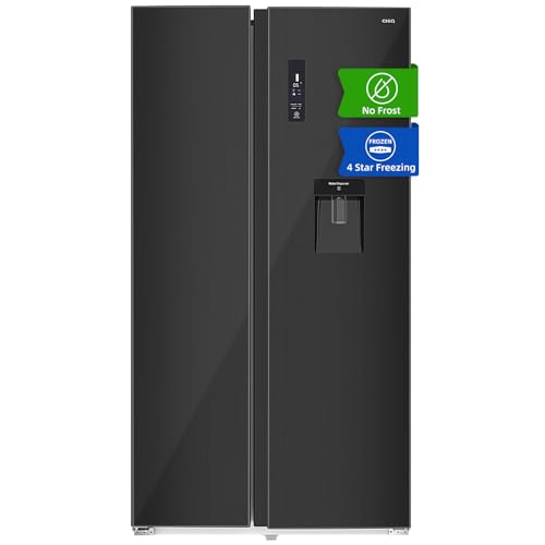 CHIQ Side By Side Kühlschrank 559L,Inverter Kompressor und No Frost Technologie,5,5 L Wasserspender,Sehr leise 39 db, LED Display,12 Jahre Garantie für den Kompressor,177 cm hoch, 91.2 cm breit von CHIQ