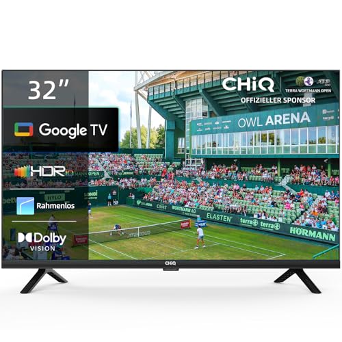 CHIQ TV L32G7V,32 Zoll Fernseher, HD Smart TV, Google TV, Google Assistent,HDR,Google Play, Chromecast eingebaut, Dolby Audio,Triple-Tuner(DVB-T2/S2/C), Bluetooth,WiFi/HDMI/USB/CI+ von CHIQ