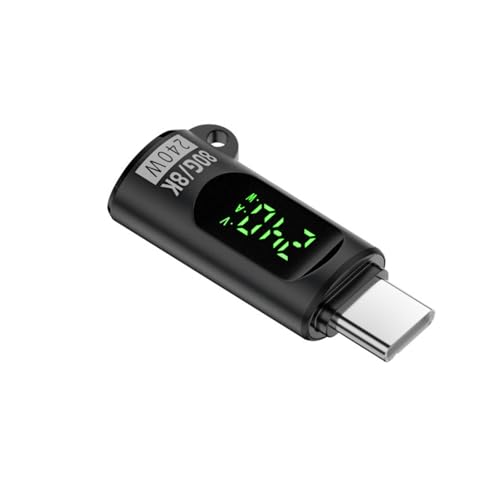 CHIZISX Digitales Display, USB-C-Stecker auf Buchse, Adapter, 80 Gbit/s, 8K @ 60 Hz, USB-Anschluss für Telefon 16 15 mit Stromspannungsdetektor von CHIZISX