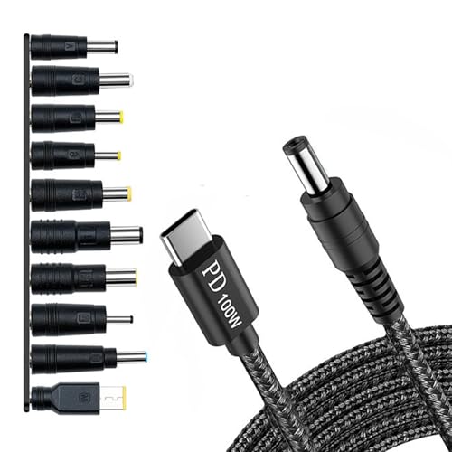 CHIZISX USB C Bis DC5521 5.5x2 Adapterkabel 100W Mit 10 Anschluss Tipps Für Elektronische Geräte Stromladungskabel 200 Cm von CHIZISX