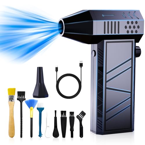 Electric Air Duster, Elektrische Staubgebläse, 130,000 U/min Mini Gebläse, Stufenloses Getriebe Turbo Fan, Druckluft-Staubwedel mit 8000mAh Akku für Computer, Tastatur, Outdoor von CHJIEXDEC