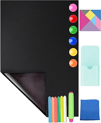 CHMMY 2PCS Tafelfolie Magnetisch Selbstklebend, 45 x 100cm Magnetfolie, Selbstklebend Kreidefolie, Kreidetafel Abwischbar, Groß Magnetfolie Schwarz, Wandfolie für Kühlschrank Kinderzimmer von CHMMY