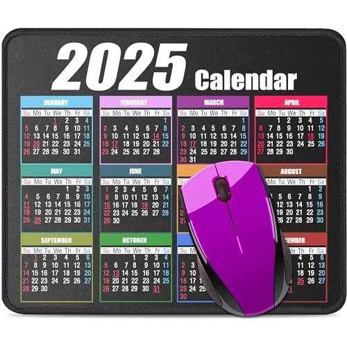 CHMYHY Kalender-Mauspad mit rutschfester Gummiunterseite, Premium-Texturierte & wasserdichte Mauspads mit genähten Kanten, Mauspads für Computer, Laptop, PC, Büro & Zuhause (2025 Schwarz) von CHMYHY