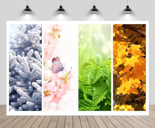 CHNYWORK Hintergrund für vier Jahreszeiten, Winter, Frühling, Sommer, Herbst, Landschaft, Tannenbaum, Schmetterling, Naturkunde, Naturklasse, Wetterstation, Dekoration, Fotokabine, Studio-Requisiten, CHNYWORK Hintergrund für vier Jahreszeiten, Winter, Frühling, Sommer, Herbst, Landschaft, Tannenbaum, Schmetterling, Naturkunde, Naturklasse, Wetterstation, Dekoration, Fotokabine, Studio-Requisiten, von CHNYWORK