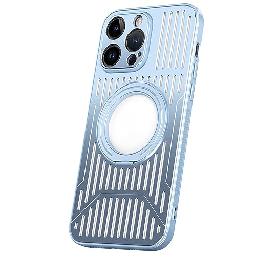 CHNZUX Hülle for iPhone 14 Pro Max/14 Pro/14 Metallgehäuse Mit Wärmeableitung Und Unterstützung Der Autohalterung Anti-Fall-Abdeckung (Blau,14 Pro Max 6.7") von CHNZUX