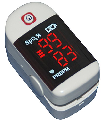Finger-Pulsoximeter [ChoiceMMed MD300C11] zur Überprüfung der Blut-Sauerstoff-Sättigung (SpO2) und der Pulsfrequenz von CHOICEMMED